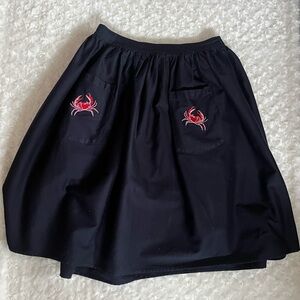 Collectif Navy Midi Skirt with Red Crabs size 12